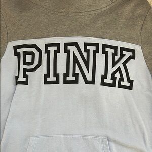 PINK Victoria's Secret Gray and Light Blue Hoodie